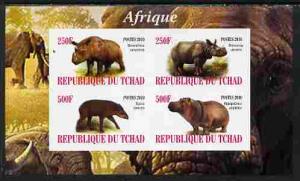 Chad 2010 African Fauna #1 imperf sheetlet containing 4 v...