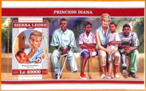 A6877 - SIERRA LEONE, Error, 2018, MISSPERF SOUVENIR SHEET: Princess Diana, Red