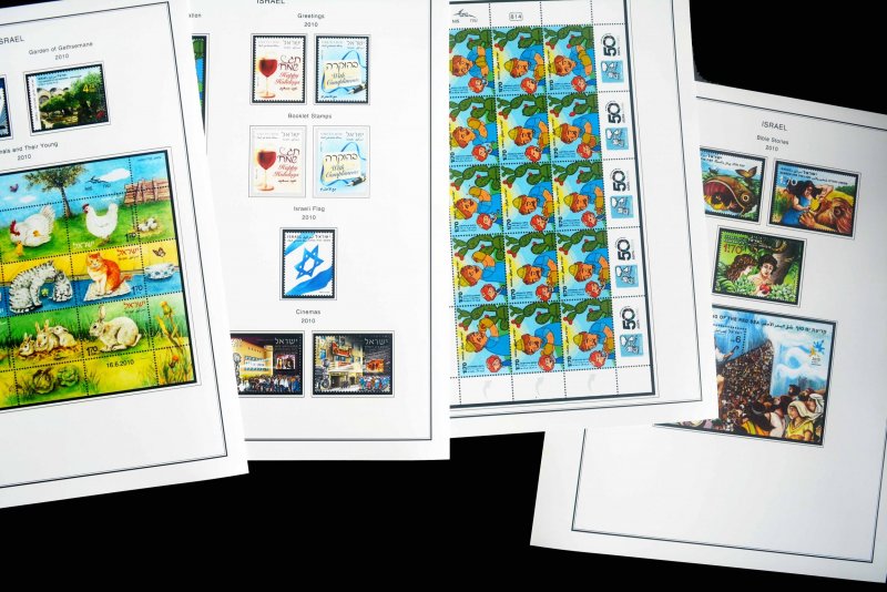 COLOR PRINTED ISRAEL 2000-2010 STAMP ALBUM PAGES (68 illustrated pages)