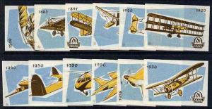 Match Box Labels - complete set of 12 History of Aviation...