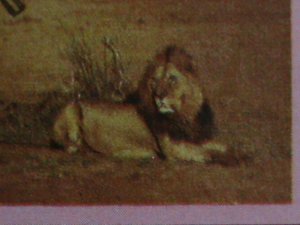 ​DHUFAR STAMP:1973-KINGS OF THE FOREST-LIONS CTO FULL SHEET VERY FINE