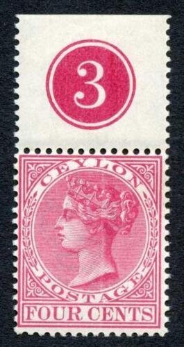 Ceylon 1883-98 4c rose control single wmk Crown CA SG149 VFM 