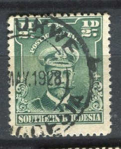 RHODESIA; 1913-22 early GV Admiral issue used Shade of 1/2d. value