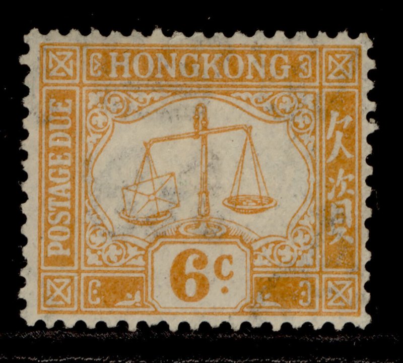 HONG KONG GV SG D4, 6c yellow, M MINT. Cat £32.