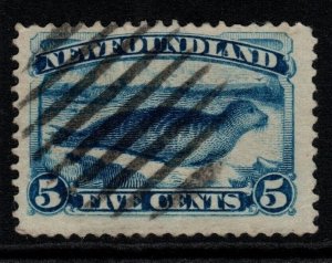 NEWFOUNDLAND SG53 1887 5c DEEP BLUE USED