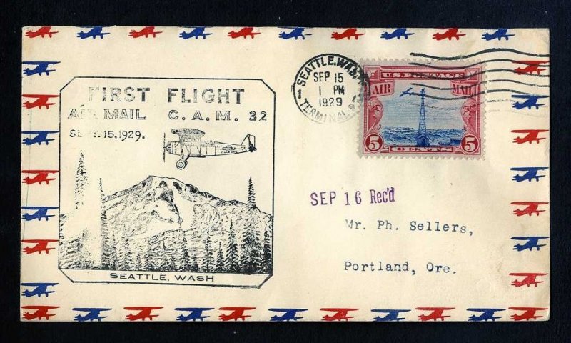 # C11 on CAM # 32 First Flight cover from Seattle, WA to Portland - 9-15-1929