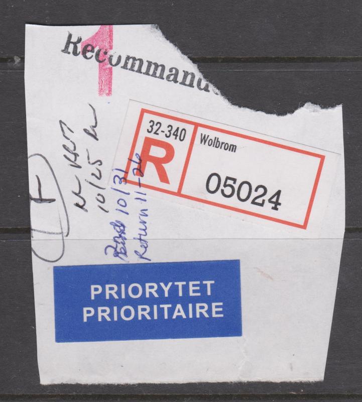 Poland Wolbrom Registration Label on Piece