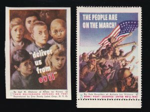 US 2 Vintage WWII Patriotic Poster Stamp Deliver Us People on March M OG NH