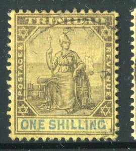 TRINIDAD; 1904 classic QV Britannia issue fine used hinged shade of 1s. value