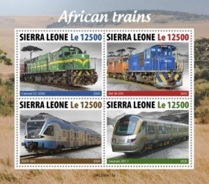 Sierra Leone - 2020 African Trains - 4 Stamp Sheet - SRL200417a