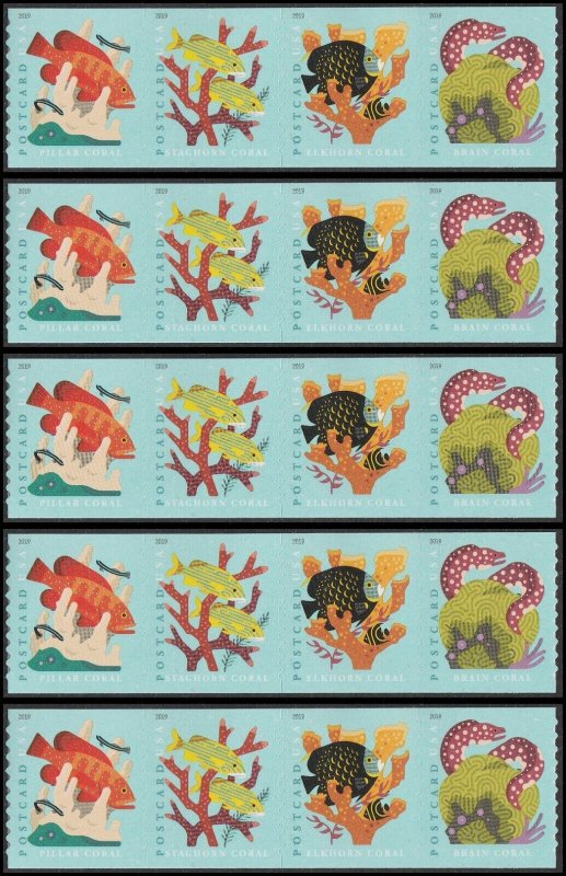 Coral Reefs postcard stamps offered in coils, panes of 20