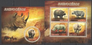 2014 Rhinoceros Rhinos Wild Animals Fauna Kb+Bl Mnh Pe481