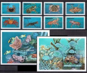 1997 Grenada marine life lobster crabs set+2s/s MNH 142