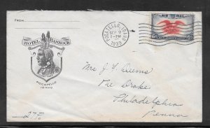 #C23 on POCATELLO IDAHO. SEP/9/1939 HOTEL BANNOCK COVER (A1062)