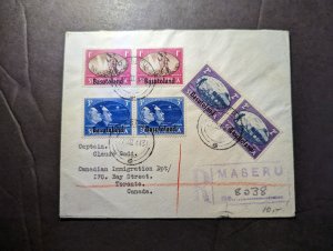 1946 Registered British Basutoland Overprint Cover Maseru to Toronto Canada