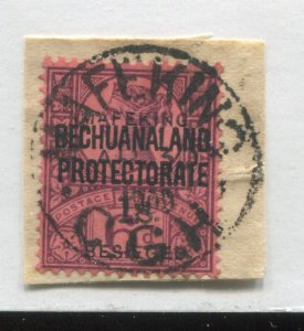 Bechuanaland 6d 1900 overprinted Makeking Besieged 1/ tied to a piece used