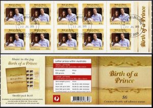 Australia SG4028a 60c Birth of a Prince Royal Baby George booklet pane Fine Used