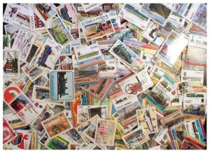 Trains on Stamps Collection - 500 Different Stamps, All Large