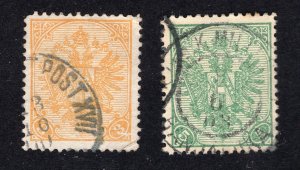 Bosnia & Herzegovina 1900 3h yellow & 5h green Arms, Scott 13-14 used, value 50c