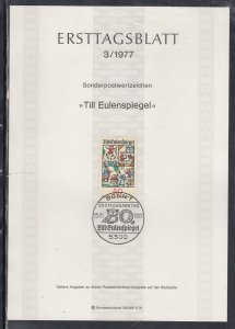 Ersttagsblatt 3/77 Scott 1230  -Til Eulenspiegel Book