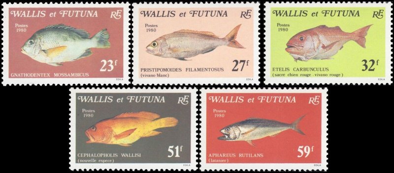 Wallis & Futuna Islands 1980 Sc 256-260 Fish CV $11.85