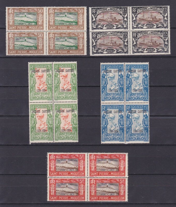 ST PIERRE & MIQUELON 1934, Sc# 160-164, CV $322, Cartier Discovery of Canada, MH