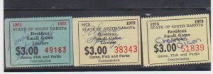 1971-1973 South Dakota $3.00 Resident Small Game Hunting License Permit Stamp