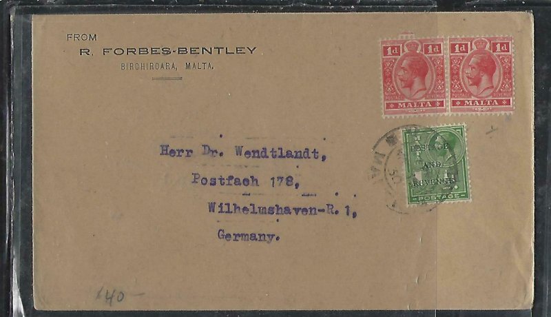 MALTA  (PP2708B)  1930 KGV 1DX2+1/2D  TO GERMANY