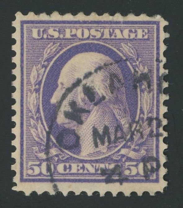 USA 341 - 50 cent Washington - F/VF Used with CDS cancel - reperf at left?