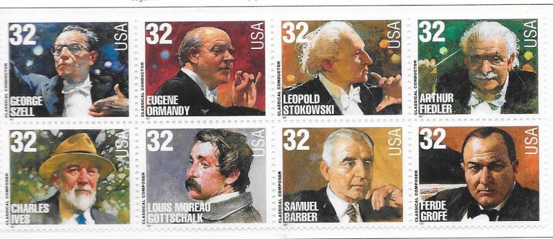 US#3158-3165a  $0.32 Composers & Conductors  (MNH) CV$12.00