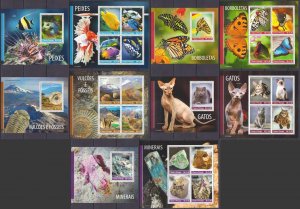Gs1643-47 2019 Sao Tome & Principe Butterflies Fishes Fossils Cats Fauna 5+5 Mnh