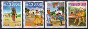 Chile 2000 FOLKLORE DANCING set (4) Perforated Mint (NH)