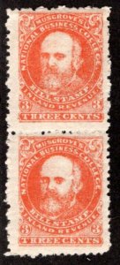 Musgrove's National Business College Bill Stamp, 3c, Pair, MNHOG, Canada