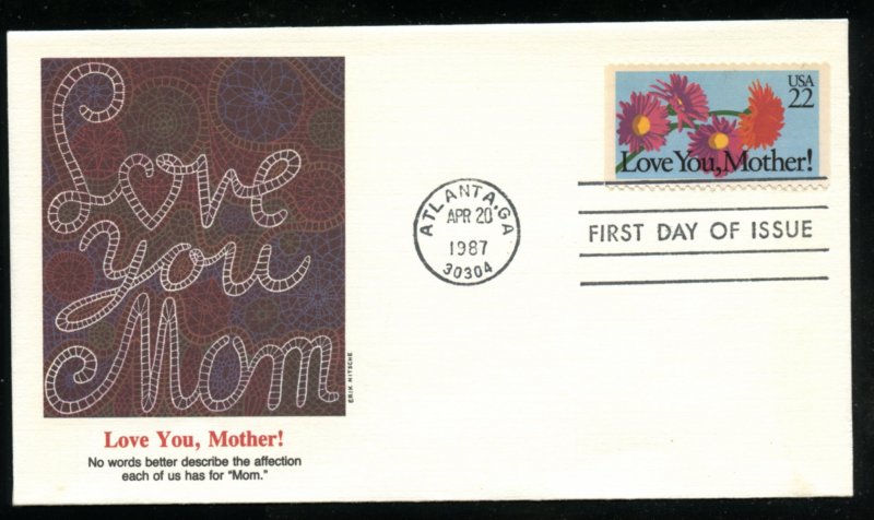 US 2273 Special Occasions - Love You Mother UA Fleetwood cachet FDC