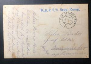 1916 Austria KuK 5/6 sapp komp Feldpost WW1 RPPC Postcard Cover Soldier Portrait