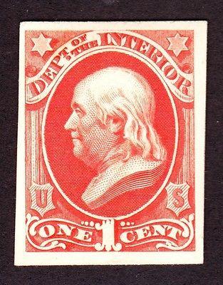 SCOTT # O15P4 PROOF CARD ONE CENT DEPARTMENT OF INTERIOR !!!GEM !!!