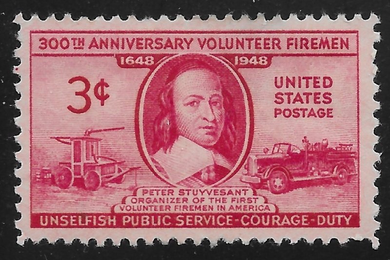 US #971 3c Peter Stuyvesant Early and Modern Fire Engines ~ MHR