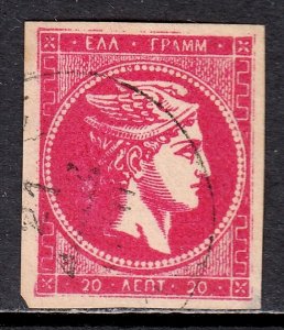 Greece - Scott #56 - Used - Broken frame lines, thin LR cnr. - SCV $8.25