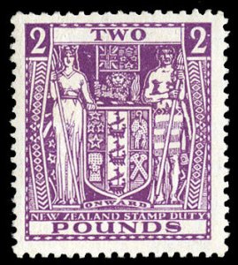 New Zealand #AR63 Cat$400+ (for hinged), 1933 £2 violet, never hinged