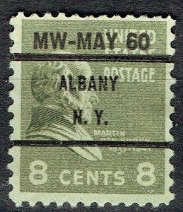 1938 8c VAN BUREN precancel from ALBANY NY (813-71) w/ Dated control 