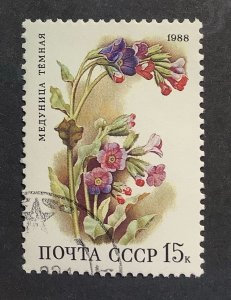 Russia USSR 1988 Scott 5689 CTO - 15k,   Deciduous Forest Flowers, Lungwort