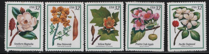 US  3193-3197 MNH FLOWERS SET OF SINGLES 1998