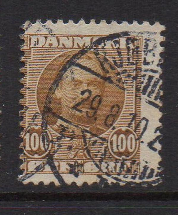 Denmark Sc 78 1907 100 ore bistre brown Frederik VIII stamp used