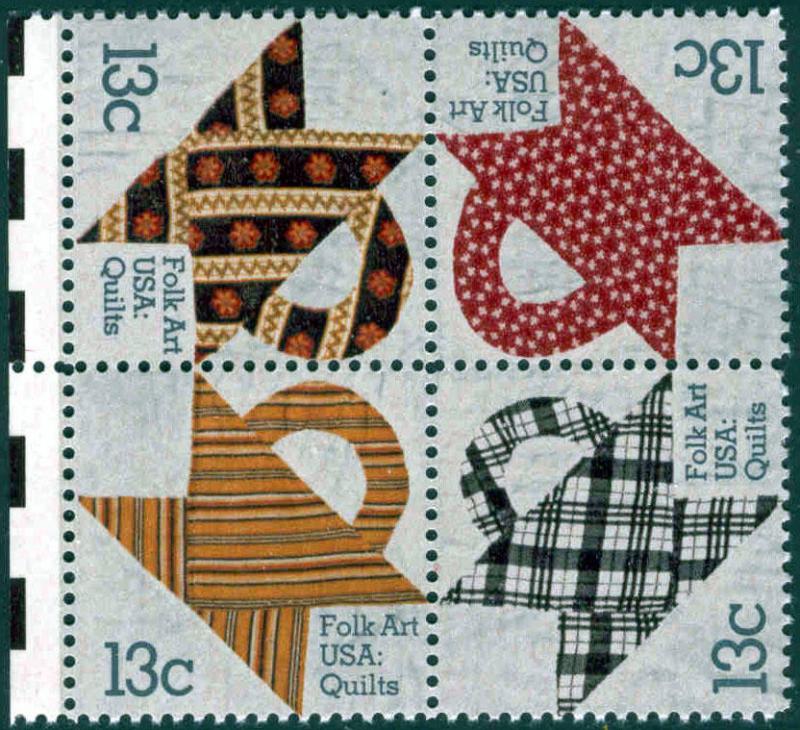 SC#1745-48 13¢ American Quilts Block of Four (1978) MNH