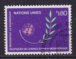 United Nations Geneva  #109 cancelled  1982  peaceful uses of outer space 80c