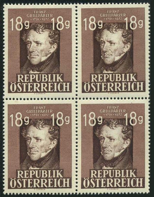 Austria 490 block/4,MNH.Michel 802. Franz Grillparzer,poet.1947.