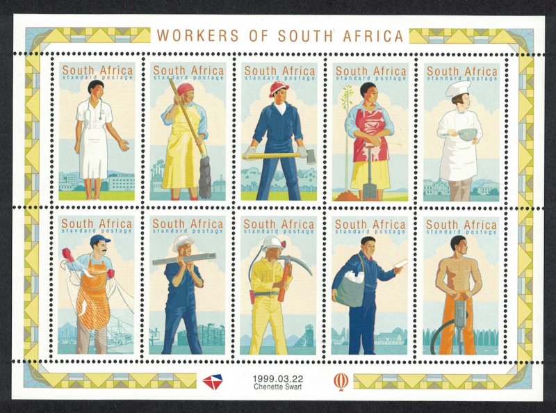 South Africa Workers Day Sheetlet of 10v SG#1121-1130