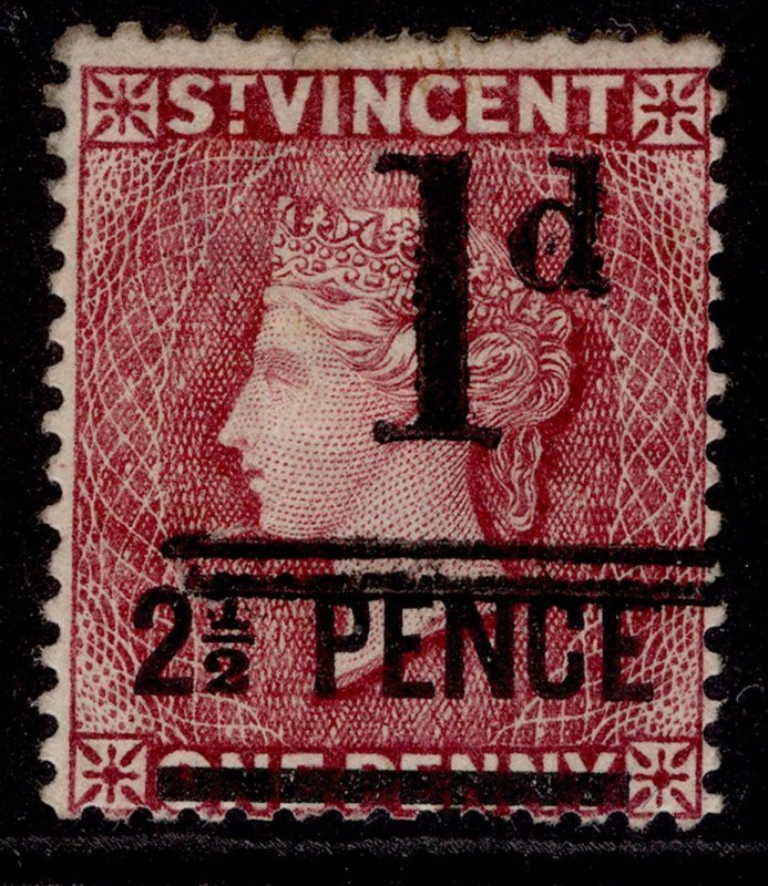 ST. VINCENT QV SG46, 1d on 2½d on 1d lake, M MINT. Cat £45. PERF 12