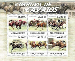 MOZAMBIQUE - 2011 - Horse Racing - Perf 6v Sheet - Mint Never Hinged