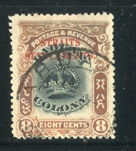 STRAITS SETTLEMENTS; 1906 early Labuan Straits Settlements fine used 8c.